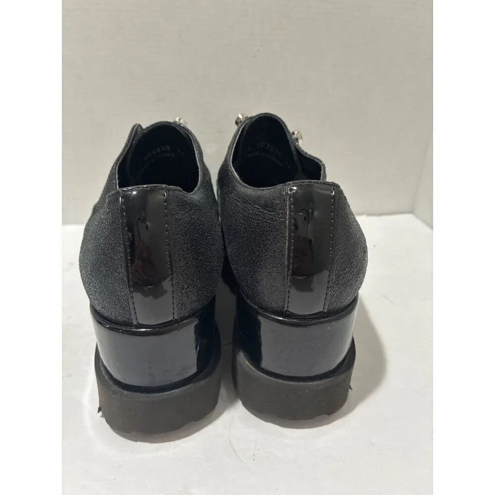 Cult Womes shoes chunky platform black leather size 37 goth glitter finish